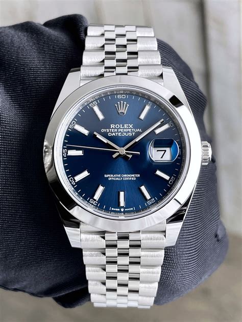 rolex datejust 41 blue jubilee smooth bezel|Rolex Datejust blue dial 41mm.